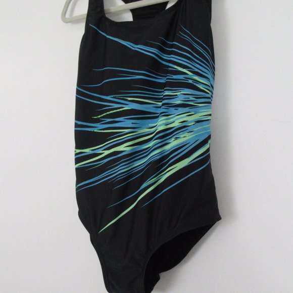 Charm Leaks Black One Piece Swimsuit Size 10 12 - Picture 2 of 6